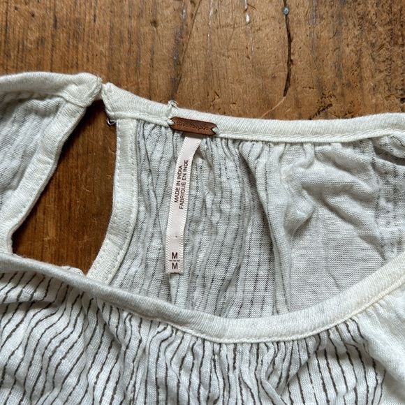 Free People Indigo Dreams Tunic - Cream and Tan Crochet Embroidered Medium M - Picture 6 of 9